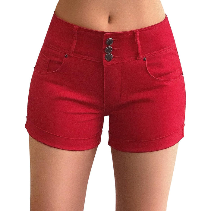 Women Stretch Denim Cuffed Shorts