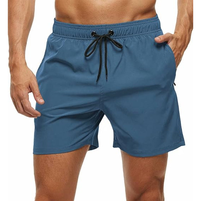 Zipper Pockets With Stretchable Swim Shorts