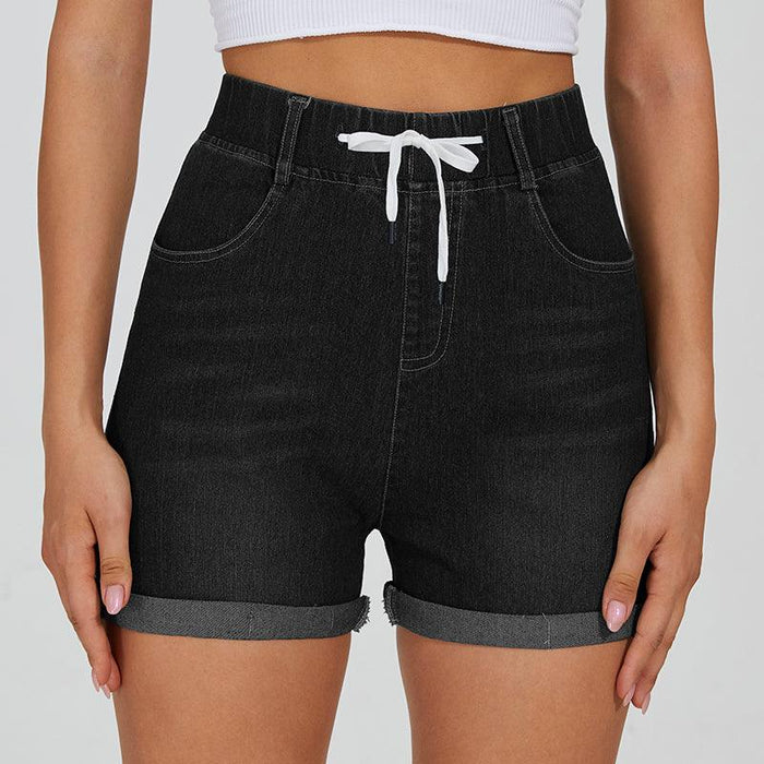 Stretchy Denim Drawstring Shorts