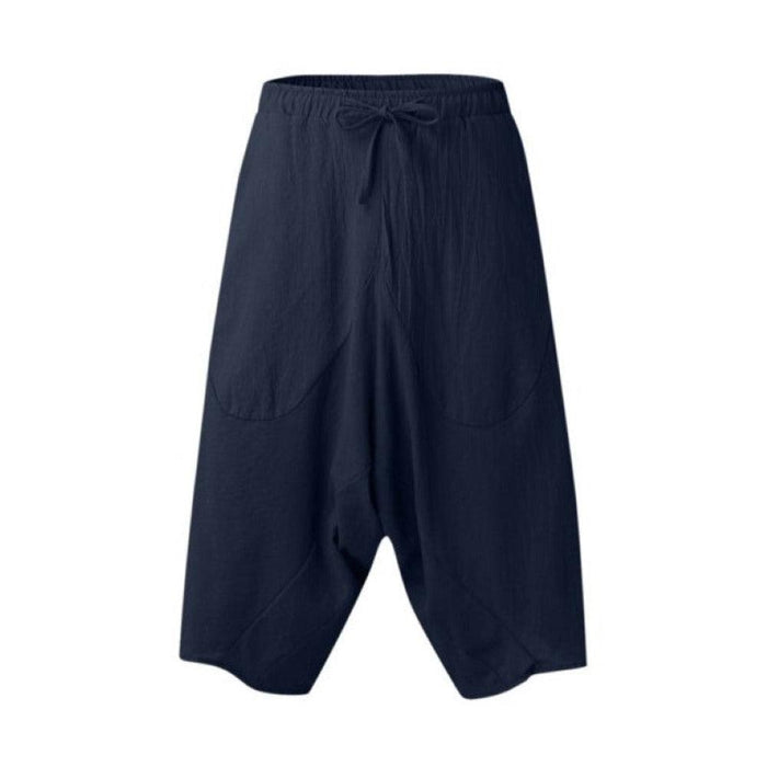 Baggy Harem Shorts | Men's Cotton Linen Capri Pants