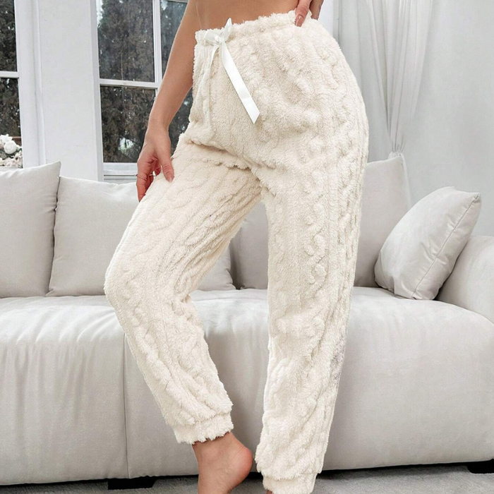 Women's Drawstring Flannelette Long Lounge Winter Warm Pants