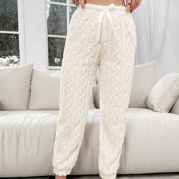 Women's Drawstring Flannelette Long Lounge Winter Warm Pants