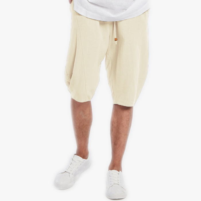 Knee-Length Drawstring Linen Shorts | Men's Casual Linen Shorts