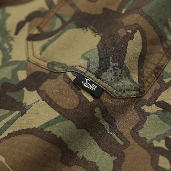 Camouflage Print Drawstring Shorts